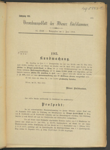 Verordnungsblatt der Wiener Börsekammer 19180605 Seite: 1