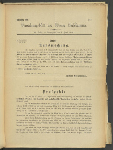 Verordnungsblatt der Wiener Börsekammer 19180607 Seite: 6