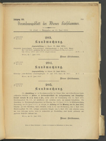 Verordnungsblatt der Wiener Börsekammer 19180611 Seite: 3