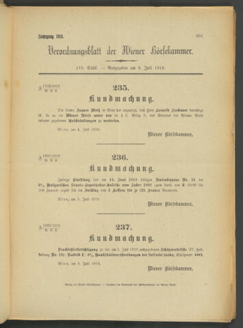 Verordnungsblatt der Wiener Börsekammer 19180709 Seite: 5