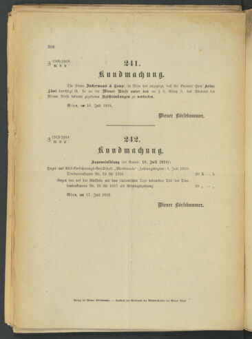 Verordnungsblatt der Wiener Börsekammer 19180717 Seite: 2