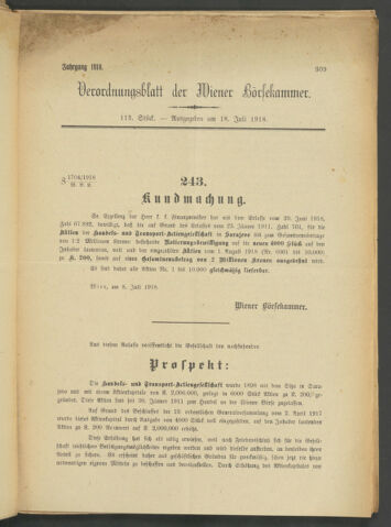 Verordnungsblatt der Wiener Börsekammer