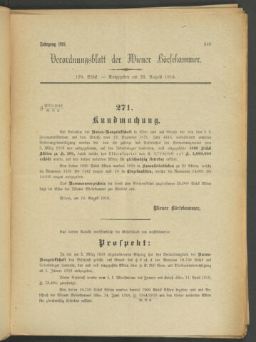 Verordnungsblatt der Wiener Börsekammer 19180822 Seite: 3