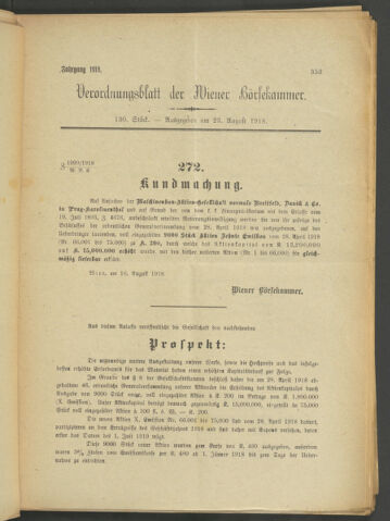 Verordnungsblatt der Wiener Börsekammer 19180823 Seite: 15