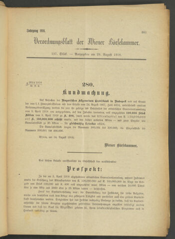 Verordnungsblatt der Wiener Börsekammer 19180829 Seite: 13