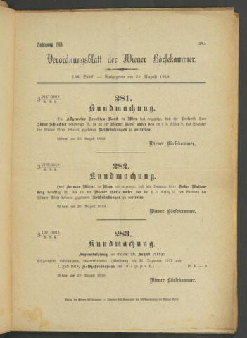 Verordnungsblatt der Wiener Börsekammer 19180829 Seite: 17