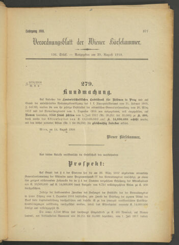 Verordnungsblatt der Wiener Börsekammer 19180829 Seite: 9