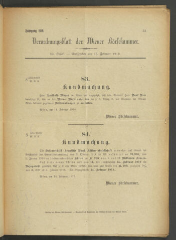 Verordnungsblatt der Wiener Börsekammer 19190215 Seite: 3