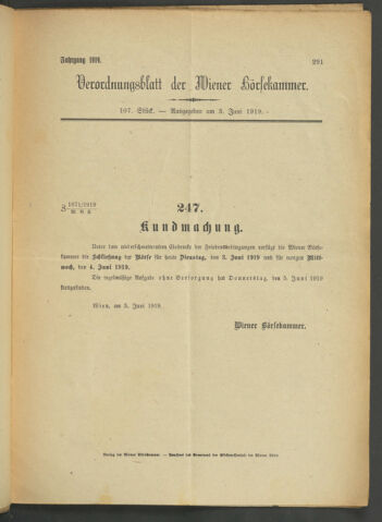 Verordnungsblatt der Wiener Börsekammer 19190603 Seite: 7