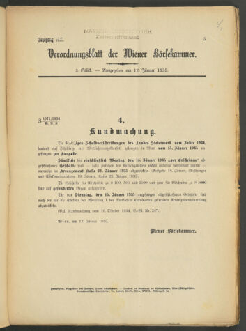 Verordnungsblatt der Wiener Börsekammer 19350112 Seite: 1