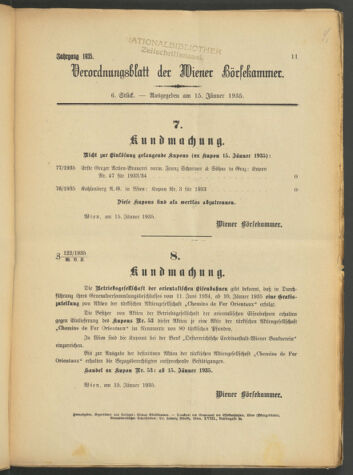 Verordnungsblatt der Wiener Börsekammer 19350115 Seite: 1