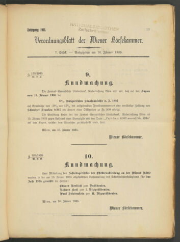 Verordnungsblatt der Wiener Börsekammer 19350116 Seite: 1