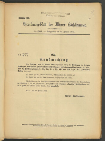 Verordnungsblatt der Wiener Börsekammer 19350124 Seite: 1