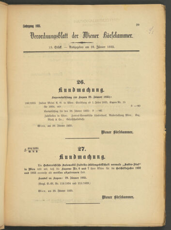 Verordnungsblatt der Wiener Börsekammer 19350128 Seite: 1