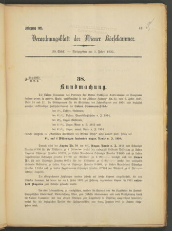 Verordnungsblatt der Wiener Börsekammer 19350205 Seite: 1