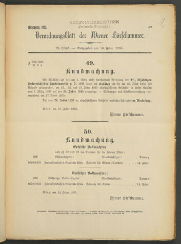 Verordnungsblatt der Wiener Börsekammer 19350216 Seite: 1