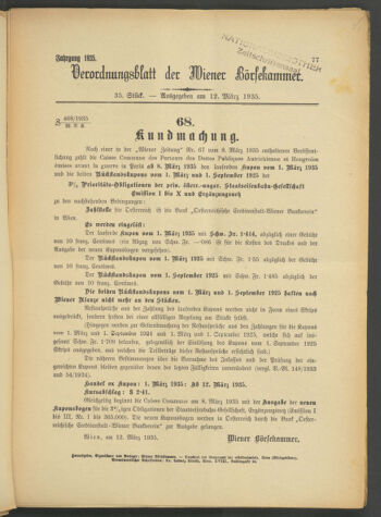 Verordnungsblatt der Wiener Börsekammer 19350312 Seite: 1