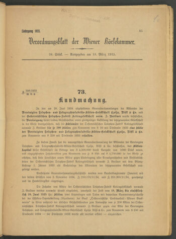 Verordnungsblatt der Wiener Börsekammer 19350318 Seite: 1