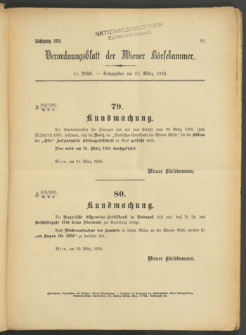 Verordnungsblatt der Wiener Börsekammer