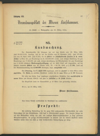 Verordnungsblatt der Wiener Börsekammer 19350328 Seite: 1