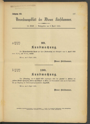 Verordnungsblatt der Wiener Börsekammer