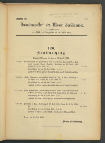 Verordnungsblatt der Wiener Börsekammer 19350430 Seite: 7