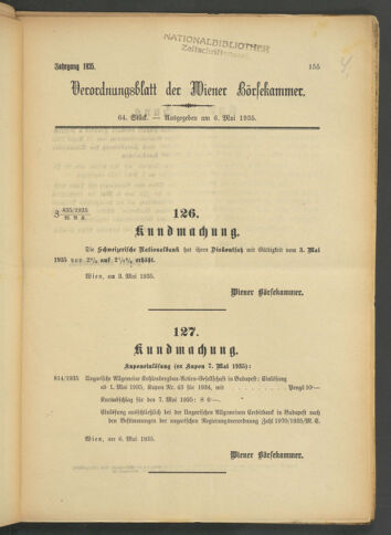 Verordnungsblatt der Wiener Börsekammer