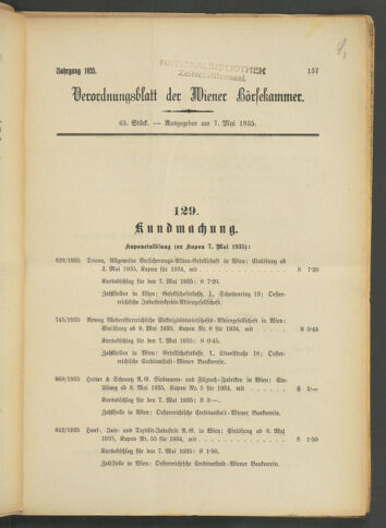 Verordnungsblatt der Wiener Börsekammer 19350507 Seite: 1