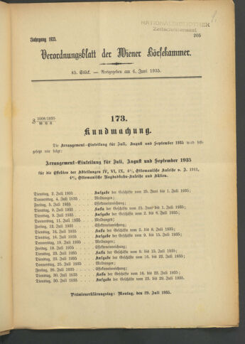 Verordnungsblatt der Wiener Börsekammer 19350606 Seite: 1