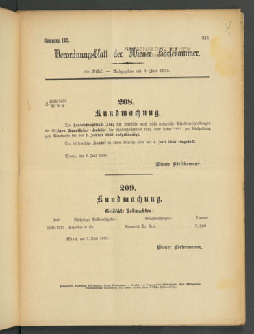 Verordnungsblatt der Wiener Börsekammer 19350703 Seite: 1