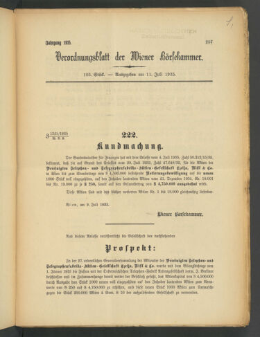 Verordnungsblatt der Wiener Börsekammer 19350711 Seite: 1