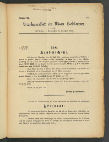 Verordnungsblatt der Wiener Börsekammer