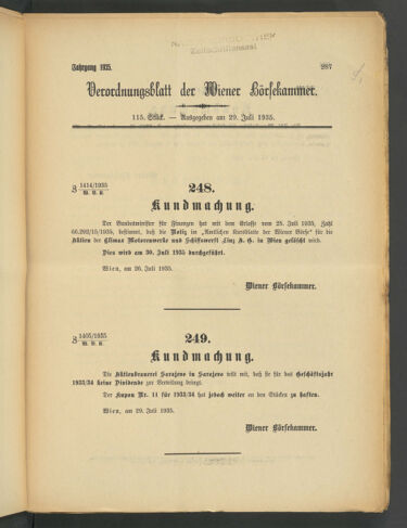 Verordnungsblatt der Wiener Börsekammer 19350729 Seite: 1