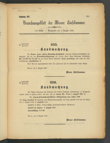 Verordnungsblatt der Wiener Börsekammer