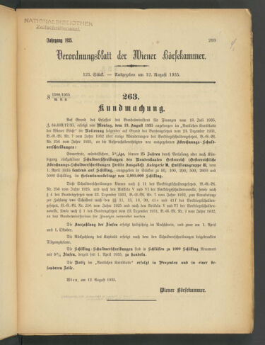 Verordnungsblatt der Wiener Börsekammer 19350812 Seite: 1