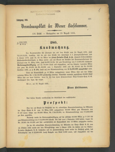 Verordnungsblatt der Wiener Börsekammer 19350829 Seite: 1