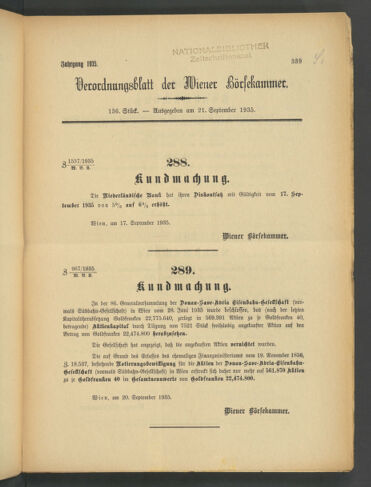 Verordnungsblatt der Wiener Börsekammer 19350921 Seite: 1