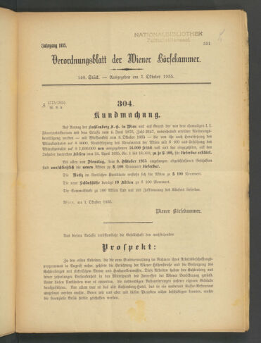 Verordnungsblatt der Wiener Börsekammer