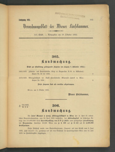 Verordnungsblatt der Wiener Börsekammer