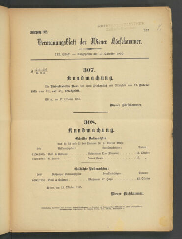 Verordnungsblatt der Wiener Börsekammer 19351017 Seite: 1