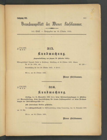 Verordnungsblatt der Wiener Börsekammer 19351030 Seite: 1