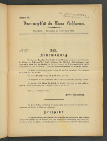 Verordnungsblatt der Wiener Börsekammer 19351107 Seite: 1