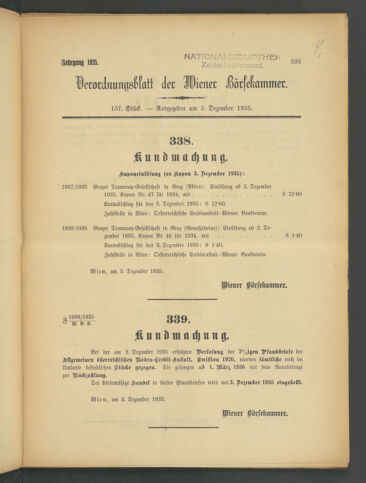 Verordnungsblatt der Wiener Börsekammer 19351203 Seite: 1