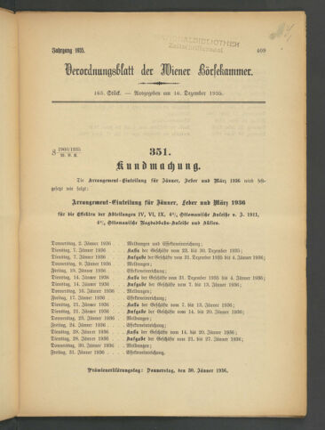 Verordnungsblatt der Wiener Börsekammer 19351216 Seite: 1