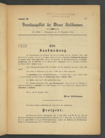 Verordnungsblatt der Wiener Börsekammer 19351230 Seite: 1