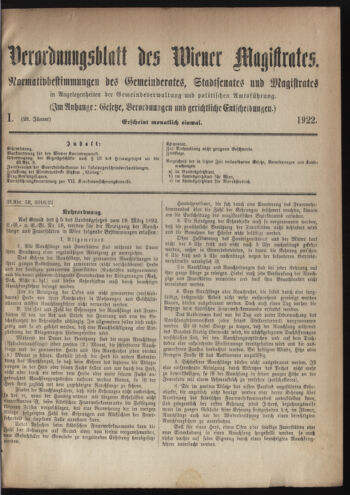 Verordnungsblatt des Wiener Magistrates. Normativbestimmungen des Gemeinderates, Stadtsenates in Angelegenheiten der Gemeindeverwaltung und polititschen Ausführung