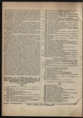 Verordnungsblatt des Wiener Magistrates. Normativbestimmungen des Gemeinderates, Stadtsenates in Angelegenheiten der Gemeindeverwaltung und polititschen Ausführung 19220128 Seite: 8