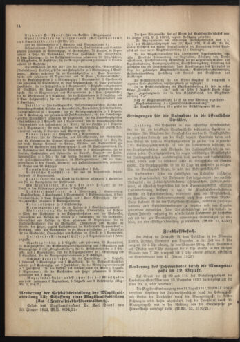 Verordnungsblatt des Wiener Magistrates. Normativbestimmungen des Gemeinderates, Stadtsenates in Angelegenheiten der Gemeindeverwaltung und polititschen Ausführung 19220225 Seite: 6