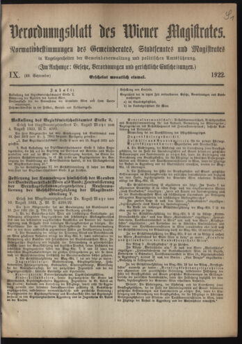 Verordnungsblatt des Wiener Magistrates. Normativbestimmungen des Gemeinderates, Stadtsenates in Angelegenheiten der Gemeindeverwaltung und polititschen Ausführung