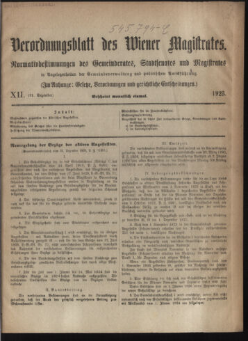 Verordnungsblatt des Wiener Magistrates. Normativbestimmungen des Gemeinderates, Stadtsenates in Angelegenheiten der Gemeindeverwaltung und polititschen Ausführung